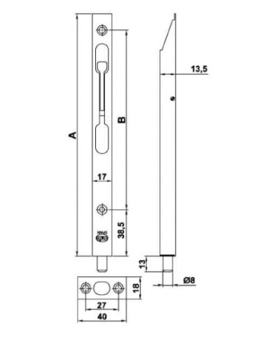 Pasador Embutido Cromo