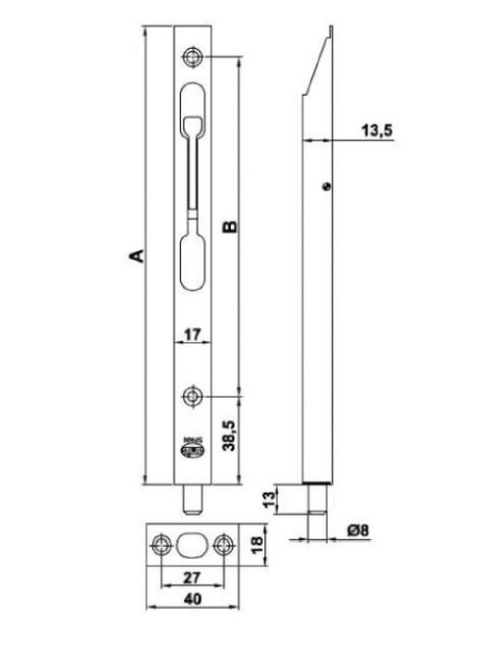 Pasador Embutido Cromo