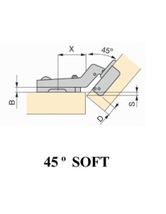 Bisagra Soft Emuca C91 de 45º 2