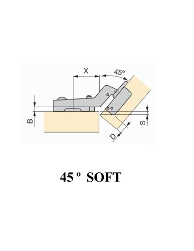 Bisagra Soft Emuca C91 de 45º